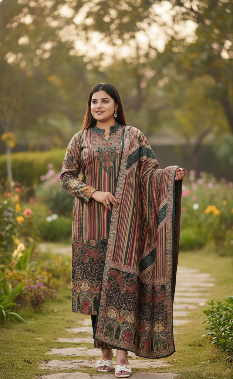 Embroidered winter suit