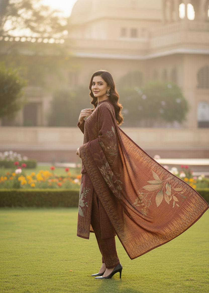 Aaravi – Pashmina Blend Suit